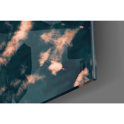 Sleek navy copper tie dye abstract swirl wall art in peach teal hues