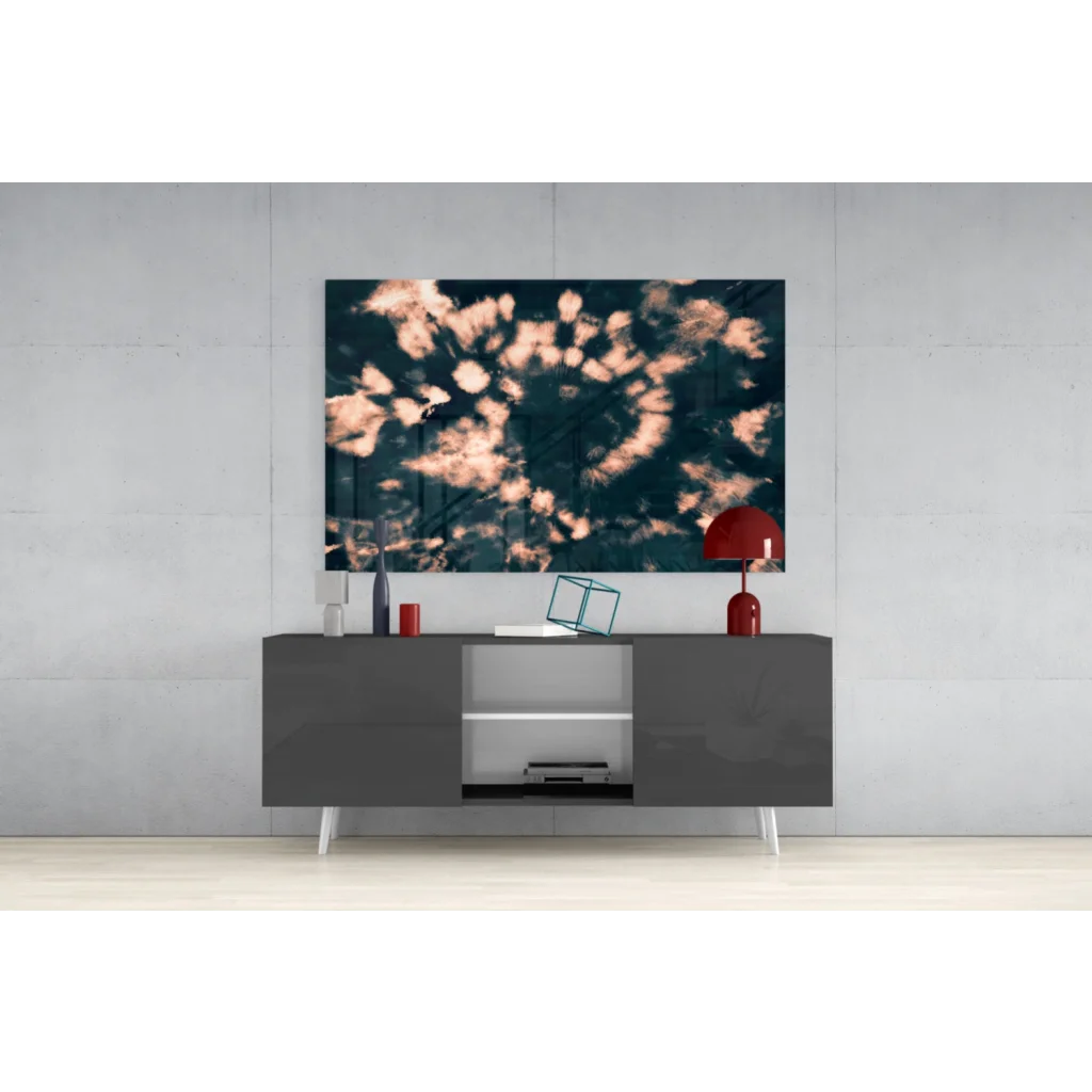 Abstract navy copper tie dye swirl wall art canvas print