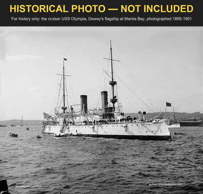 The cruiser USS Olympia, Dewey's flagship at Manila Bay, Detroit Publishing photo 1895-1901 - historical photo, not included with the tobacco tag