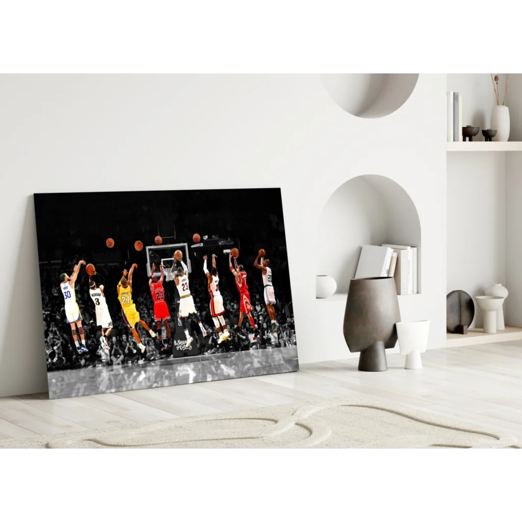 Dynamic Basketball Action Canvas Wall Art with Glossy Finish | Modern Wall Art Decor | vintageantiquesgifts.com