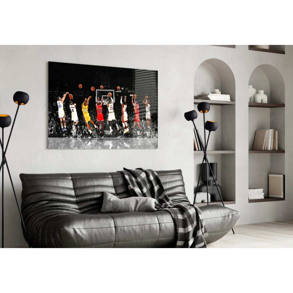 Dynamic Basketball Action Canvas Wall Art with Glossy Finish | Contemporary Home Wall Art | vintageantiquesgifts.com