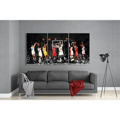 Insigne Glass Art Basketball Triptych Canvas in Stunning Color | Modern Wall Art Decor | vintageantiquesgifts.com