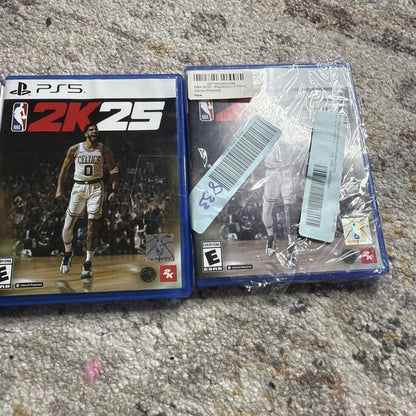Blue NBA 2K25 PS5 game case with Celtics player in white jersey