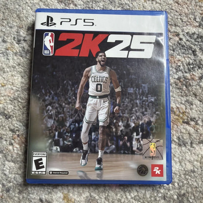 NBA 2K25 PS5 cover with Boston Celtics player in white jersey