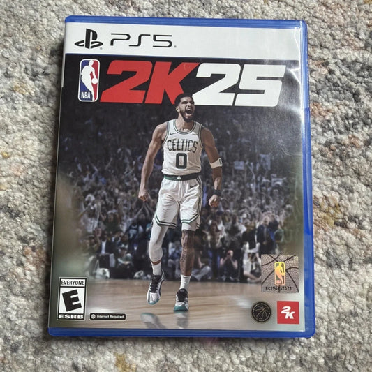 NBA 2K25 PS5 cover with Boston Celtics player in white jersey