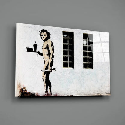 Banksy evolution ape canvas wall art print in black and white