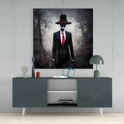 Stunning Glass Wall Art with Bold Red Tie Portrait Design | Contemporary Home Wall Art | vintageantiquesgifts.com