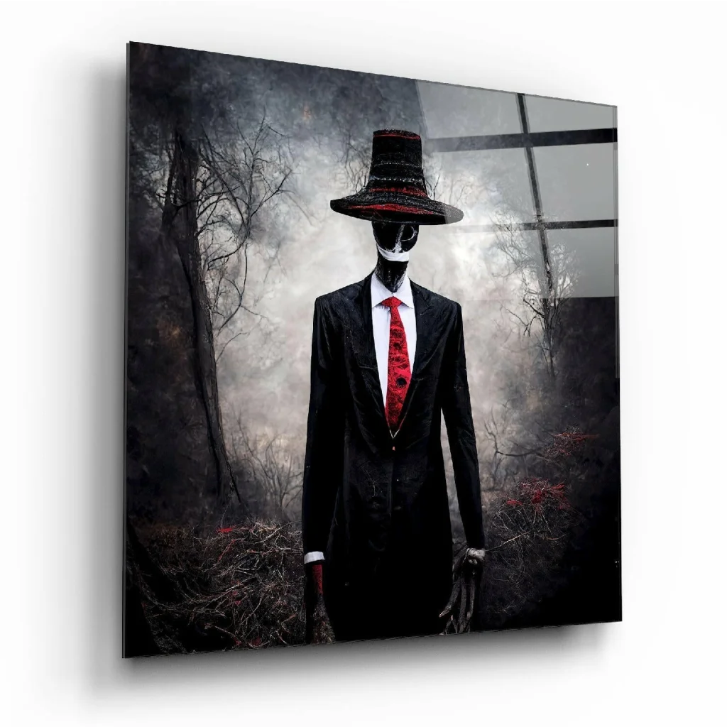 Stunning Glass Wall Art with Bold Red Tie Portrait Design | Insigneart USA | vintageantiquesgifts.com