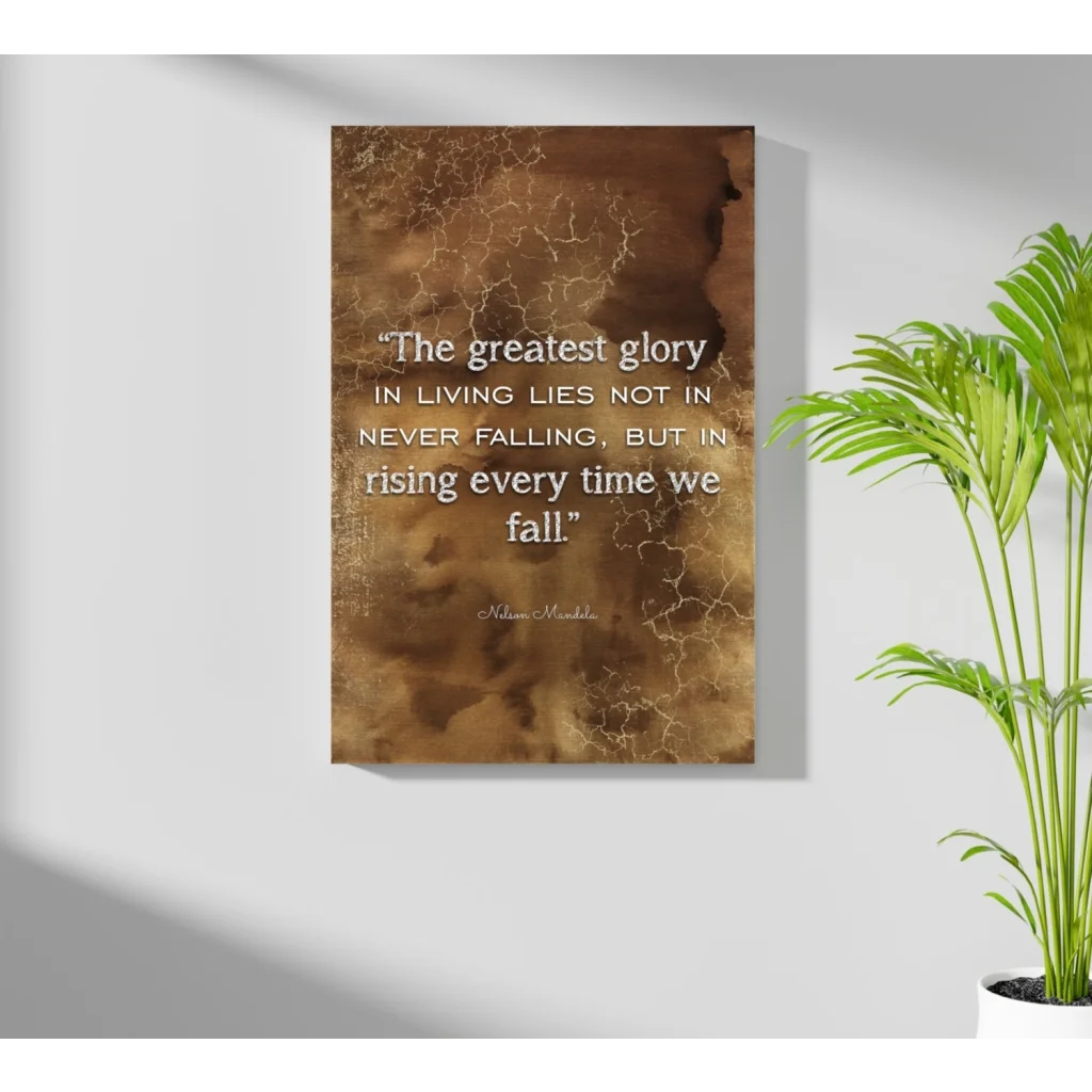 Insigne aluminum prints with vivid colors and Mandela quote on brown canvas