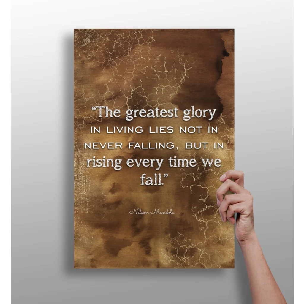 Insigne aluminum prints with cracked gold quote by Nelson Mandela