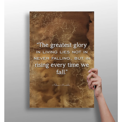 Insigne aluminum prints with cracked gold quote by Nelson Mandela