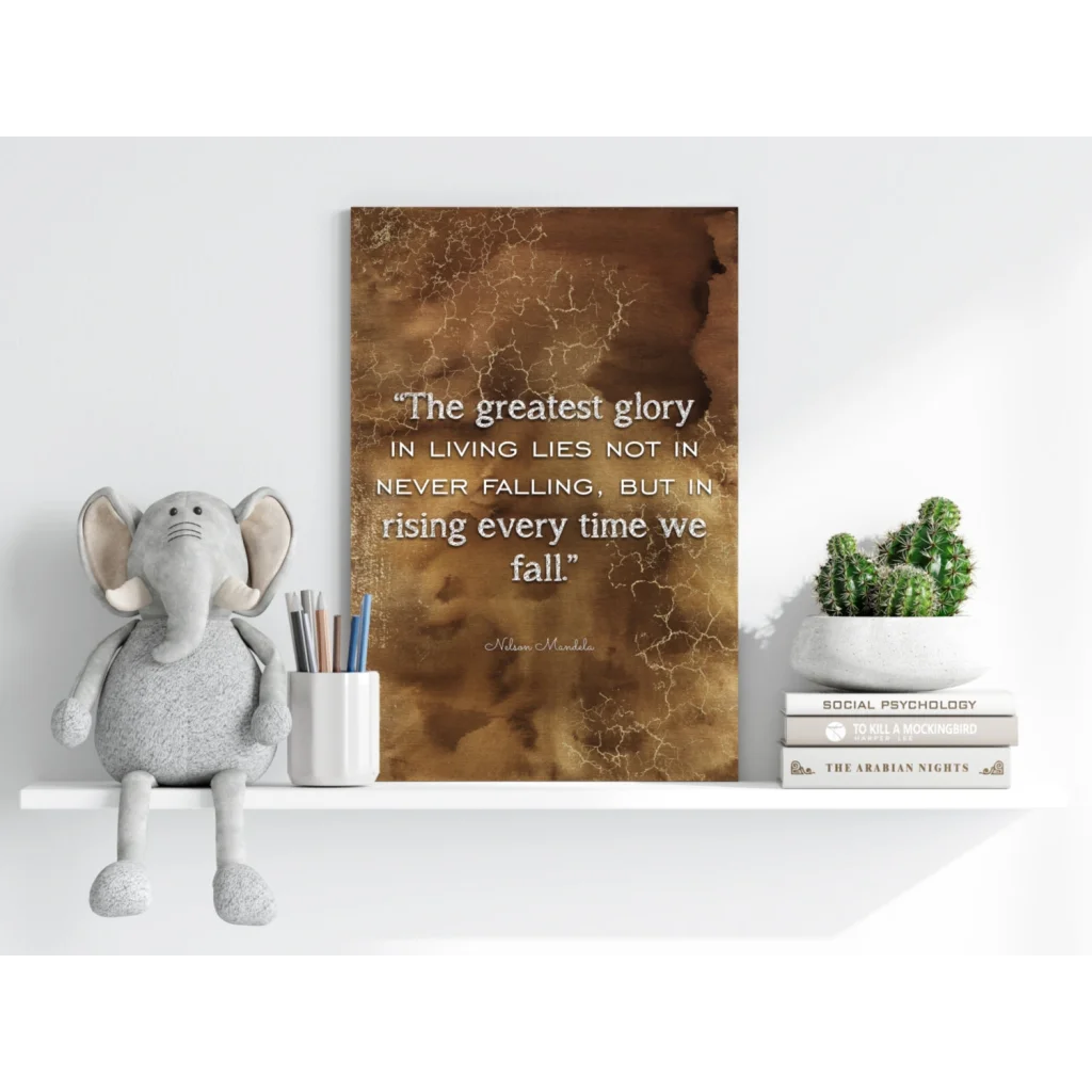 Insigne aluminum prints with vivid colors and Mandela quote on marbled canvas