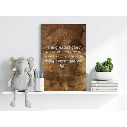 Insigne aluminum prints with vivid colors and Mandela quote on marbled canvas