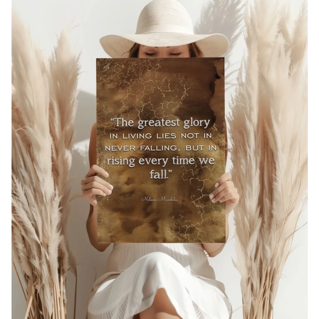 Insigne aluminum prints with Mandela quote on vivid gold background