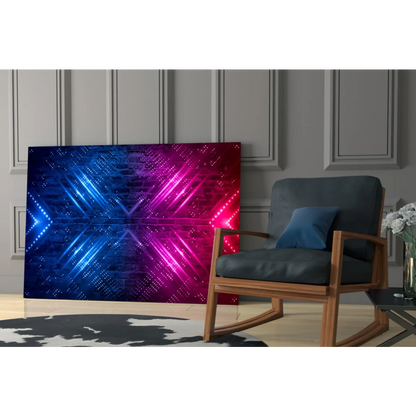 Vibrant neon blue pink abstract glass wall art canvas print