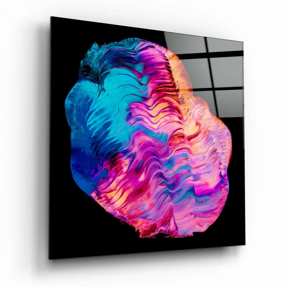 Vibrant neon heart glass wall art in blue pink hues for Samsung QLED