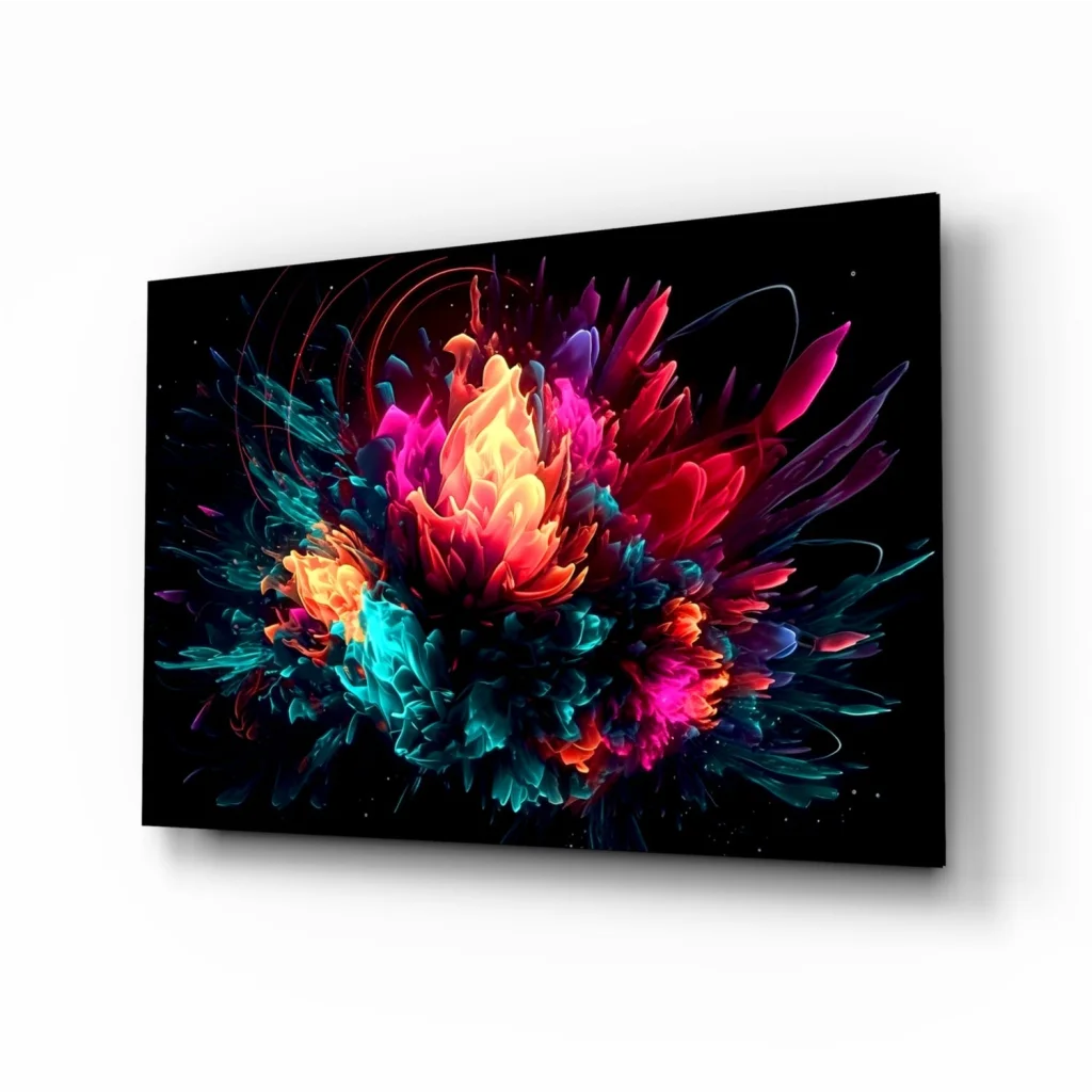 Neon Explosion Abstract Canvas Wall Art on Black Background | Insigneart USA | vintageantiquesgifts.com
