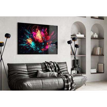 Neon Explosion Abstract Canvas Wall Art on Black Background | Contemporary Home Wall Art | vintageantiquesgifts.com