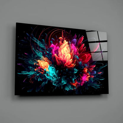 Neon Explosion Abstract Canvas Wall Art on Black Background | Glass Wall Art Print | vintageantiquesgifts.com