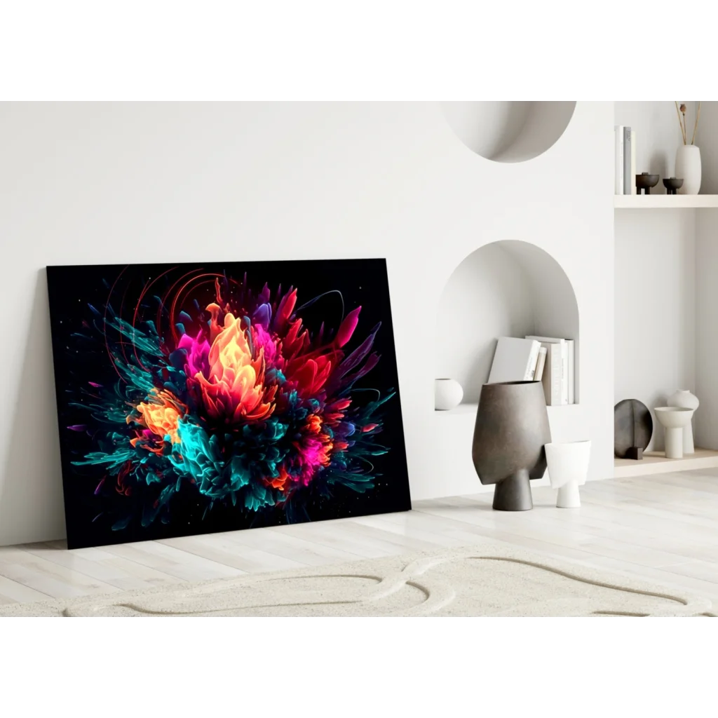 Neon Explosion Abstract Canvas Wall Art on Black Background | Modern Wall Art Decor | vintageantiquesgifts.com