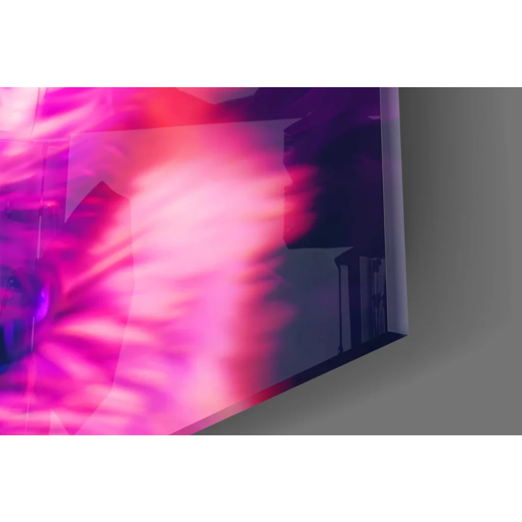 Vibrant purple pink abstract Neon Fox wall art print on glossy canvas