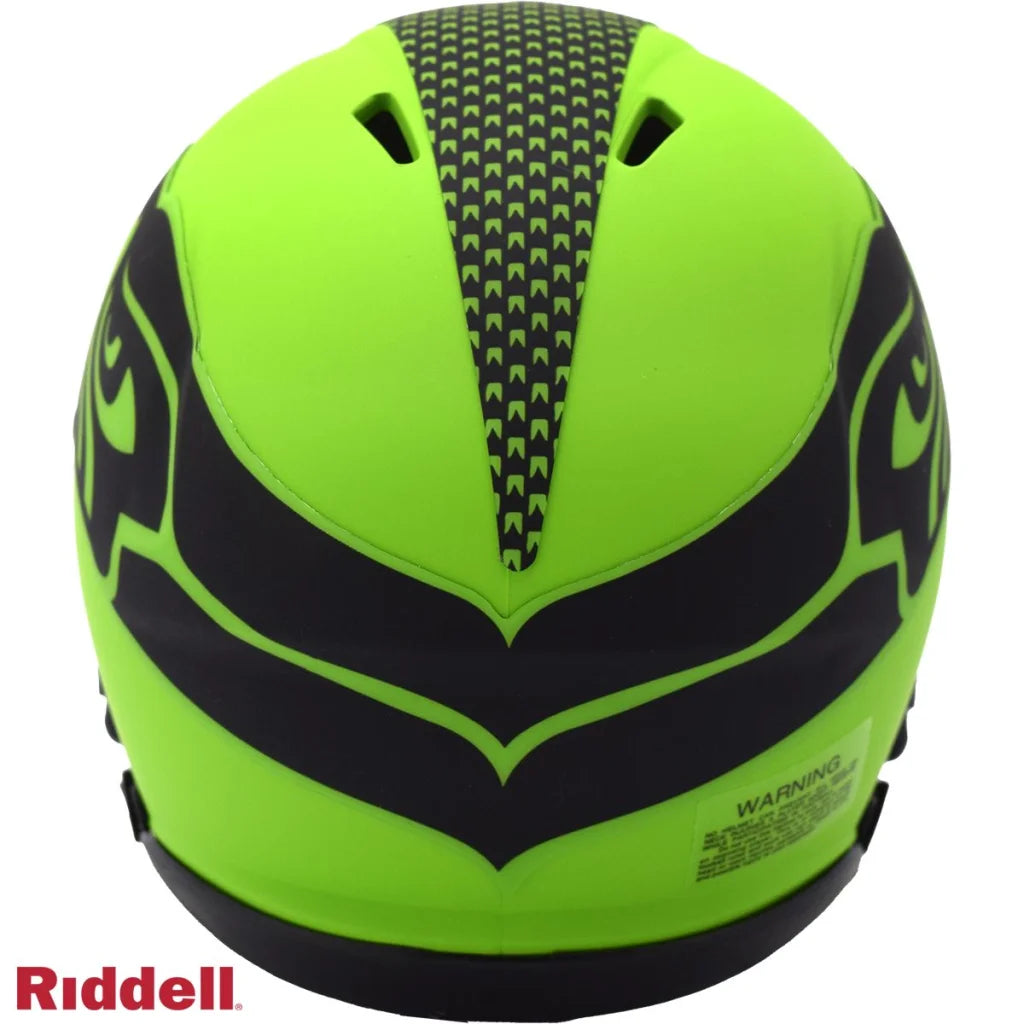 Neon green and black Riddell Speed mini football helmet features matte finish