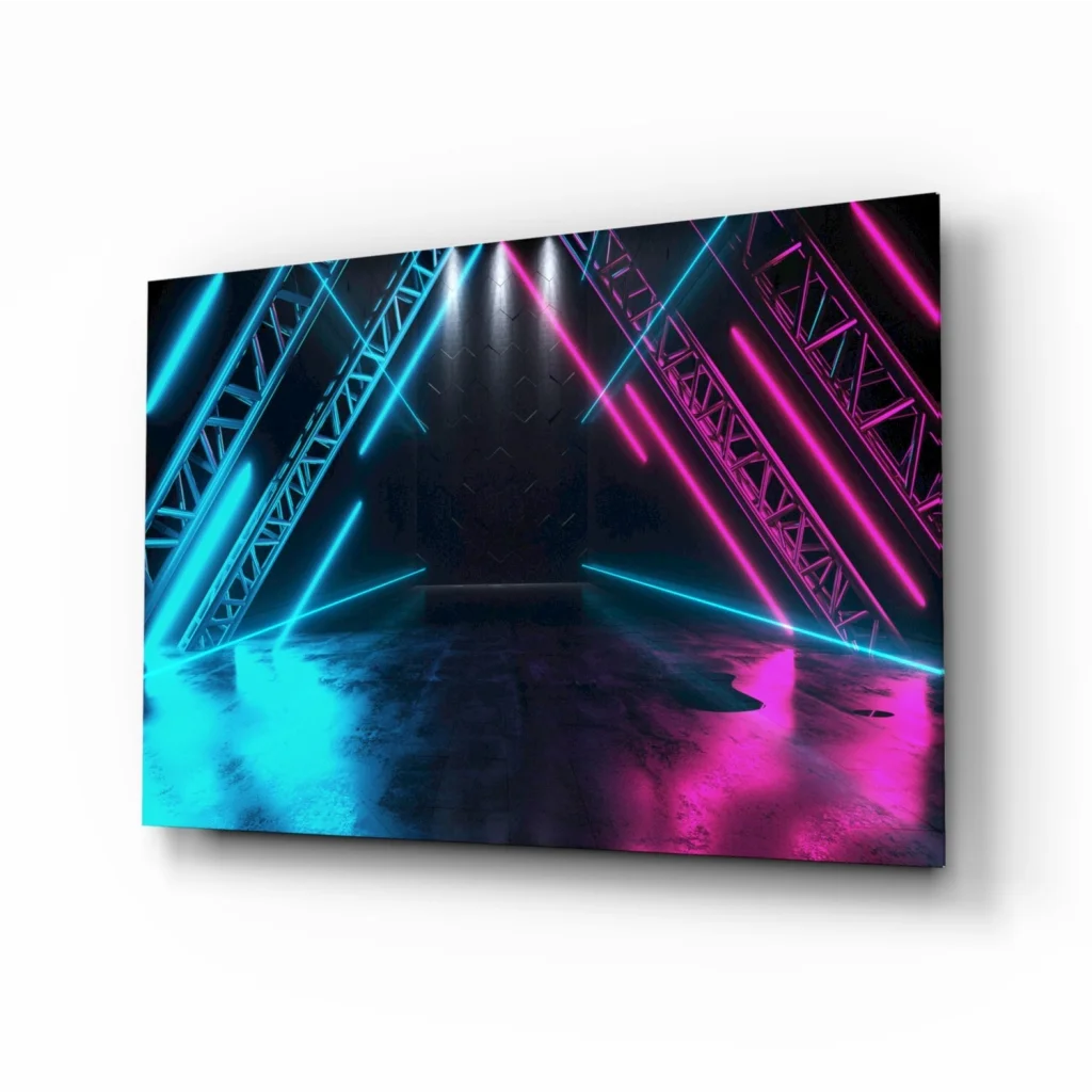 Neon Laser Stage Glass Wall Art Print | Insigneart USA | vintageantiquesgifts.com