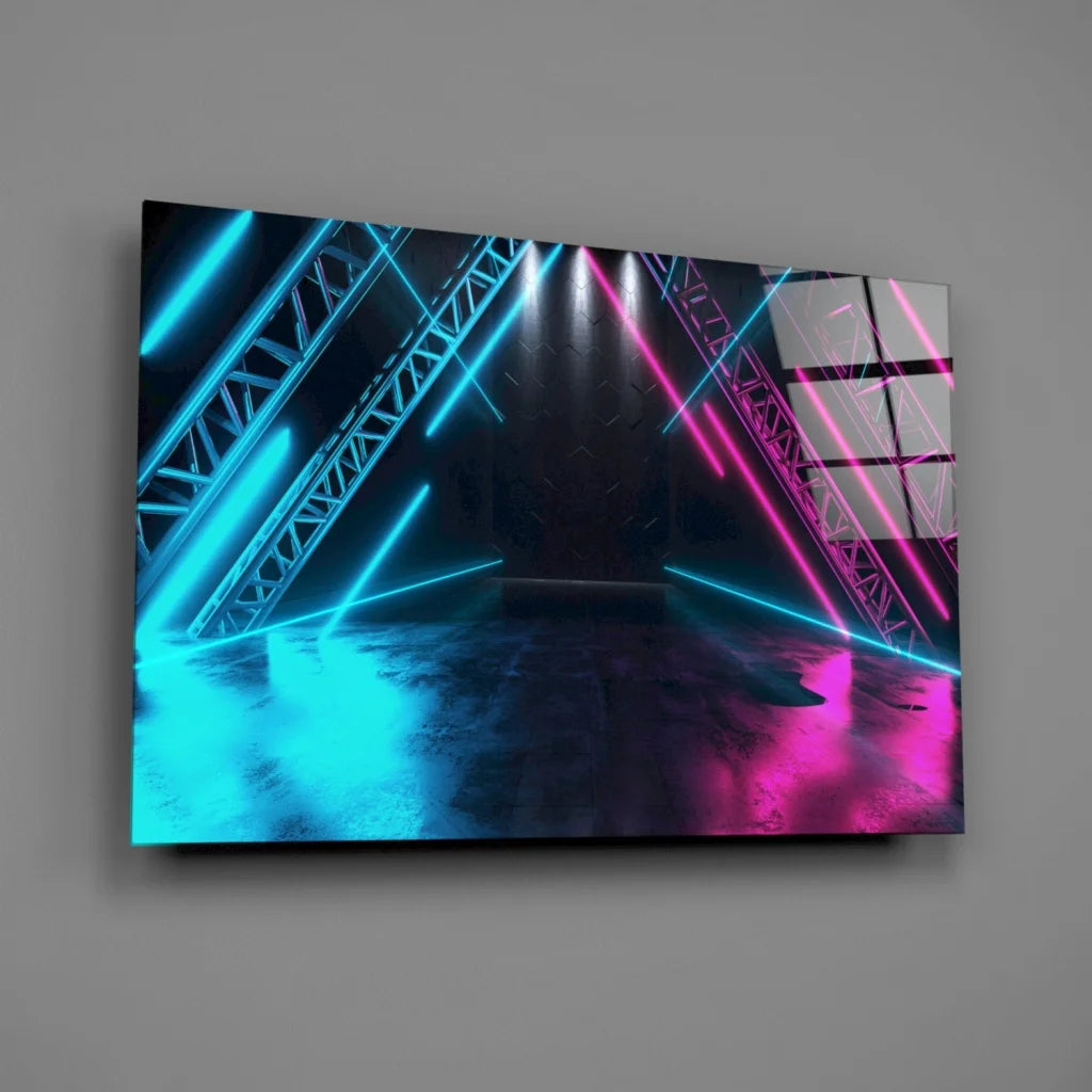 Neon Laser Stage Glass Wall Art Print | Glass Wall Art Print | vintageantiquesgifts.com