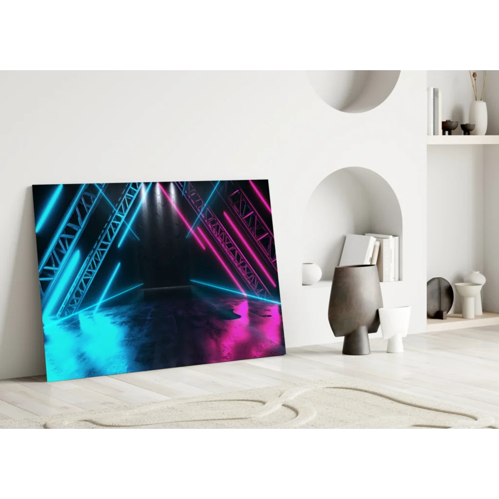 Neon Laser Stage Glass Wall Art Print | Modern Wall Art Decor | vintageantiquesgifts.com