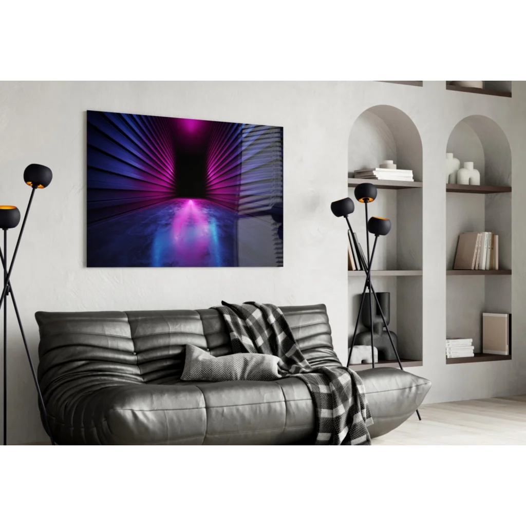 Neon Tunnel Purple Blue Canvas Wall Art Print | Contemporary Home Wall Art | vintageantiquesgifts.com