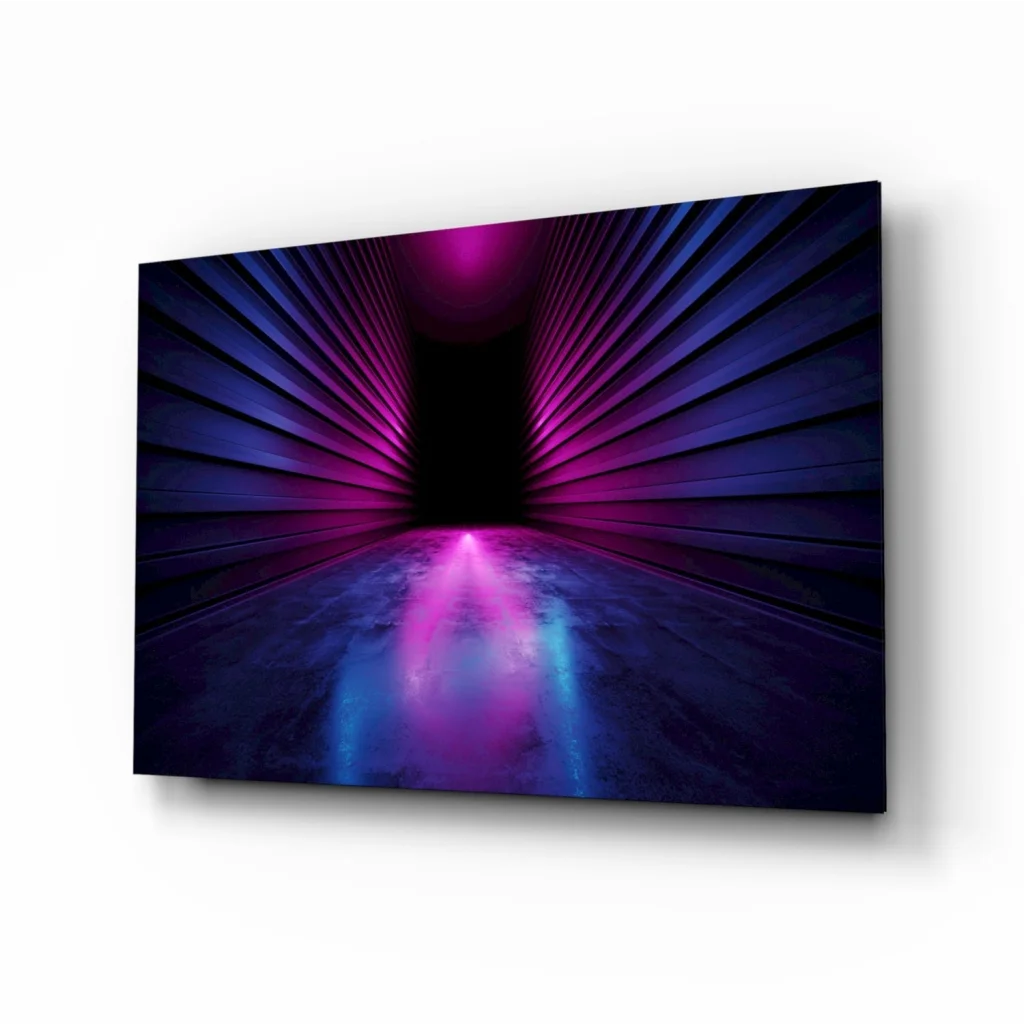 Neon Tunnel Purple Blue Canvas Wall Art Print | Insigneart USA | vintageantiquesgifts.com