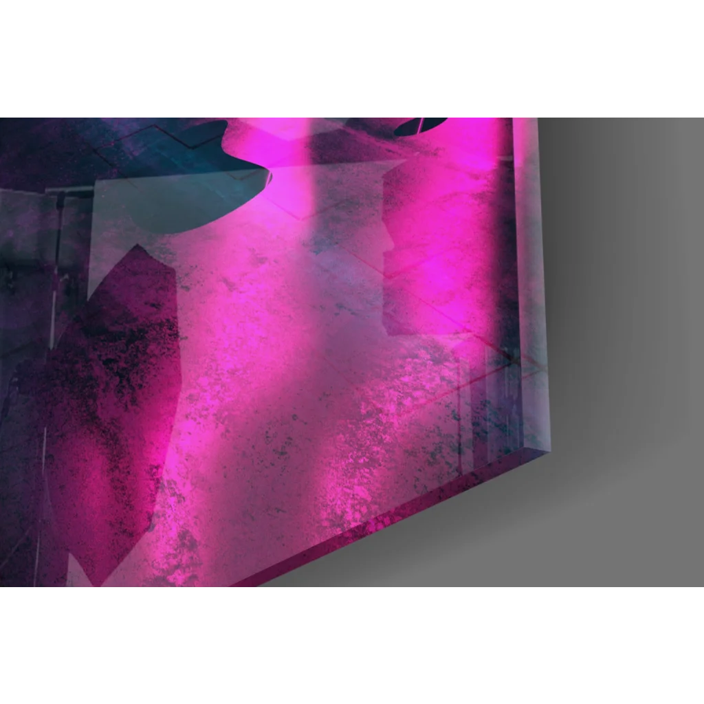 Vibrant pink purple Neon Laser Stage glass wall art print