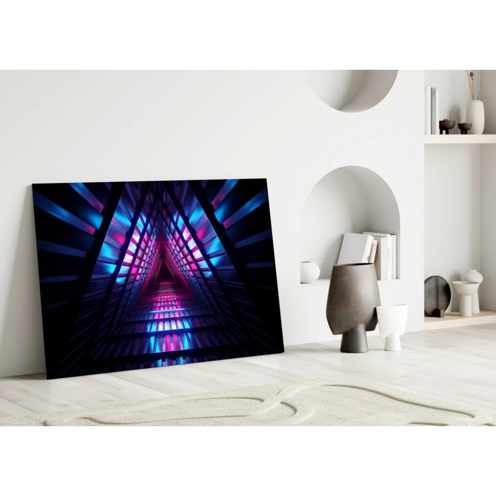 Neon Tunnel Geometric Wall Art Canvas Print | Modern Wall Art Decor | vintageantiquesgifts.com