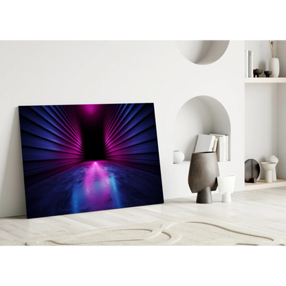Neon Tunnel Purple Blue Canvas Wall Art Print | Modern Wall Art Decor | vintageantiquesgifts.com