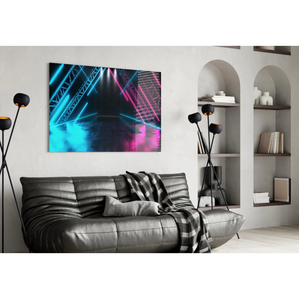 Neon Laser Stage Glass Wall Art Print | Contemporary Home Wall Art | vintageantiquesgifts.com