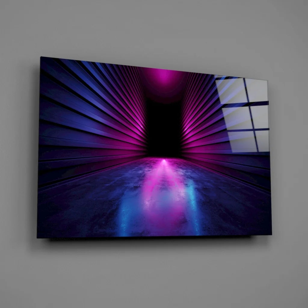 Neon Tunnel Purple Blue Canvas Wall Art Print | Glass Wall Art Print | vintageantiquesgifts.com