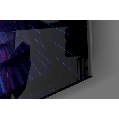 Sleek dark gray Neon Tunnel wall art canvas with blue light streaks