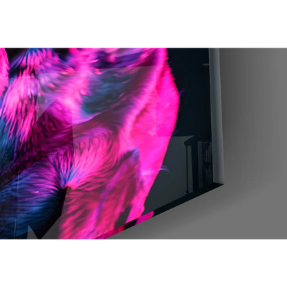 Vibrant Samsung QLED TV displaying Neon Pink Purple French Bulldog glass wall art