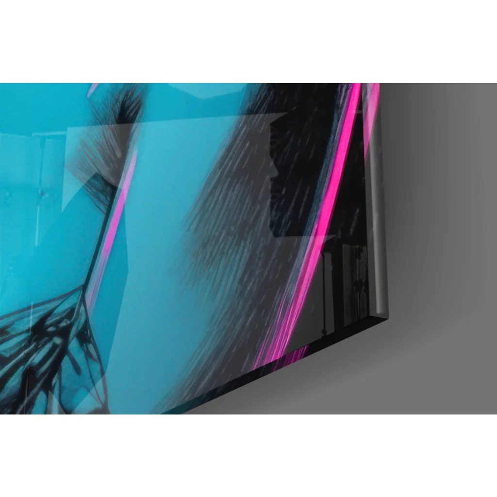 Vibrant Samsung QLED TV in neon pop art woman wall art design