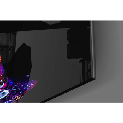 Neon Purple Martini Glass Wall Art with black reflective TV screen