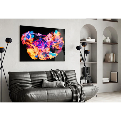 Vibrant Samsung QLED TV as neon skull wall art in fiery colors