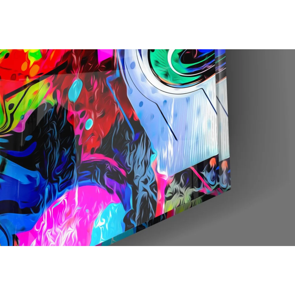 Vibrant Neon Tiger Graffiti Pop Art Canvas Wall Art with swirling colors