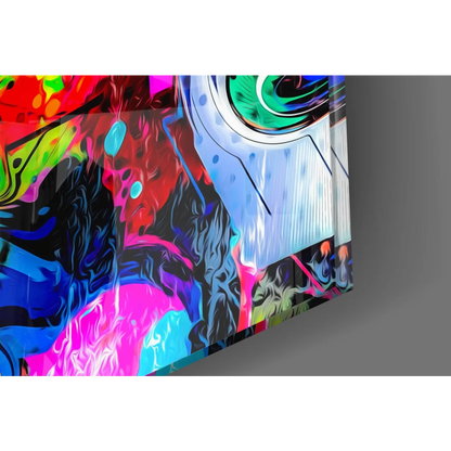 Vibrant Neon Tiger Graffiti Pop Art Canvas Wall Art with swirling colors