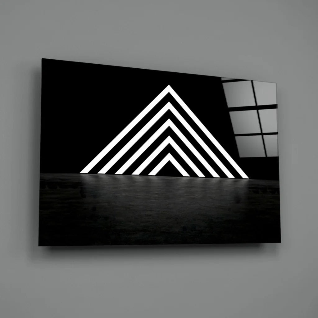 Geometric Triangle Wall Art in Bold Black and White | Glass Wall Art Print | vintageantiquesgifts.com