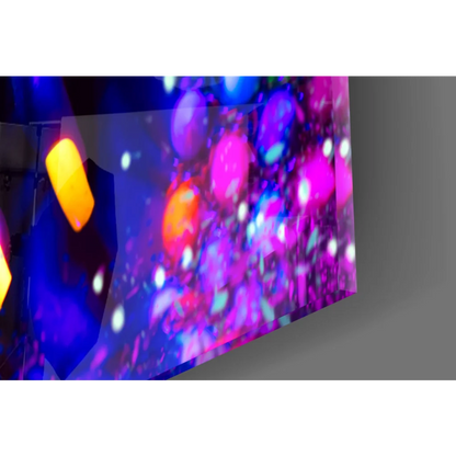 Vibrant Neon UV Glow Portrait glass wall art with glowing orbs