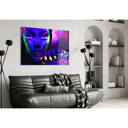 Neon UV Glow Portrait Canvas Wall Art | Contemporary Home Wall Art | vintageantiquesgifts.com