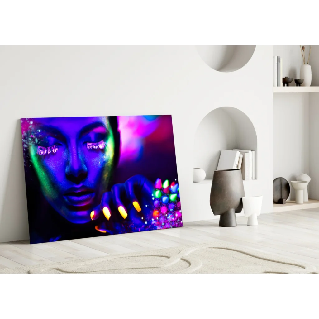 Neon UV Glow Portrait Canvas Wall Art | Modern Wall Art Decor | vintageantiquesgifts.com