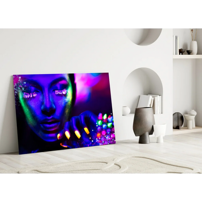 Neon UV Glow Portrait Canvas Wall Art | Modern Wall Art Decor | vintageantiquesgifts.com
