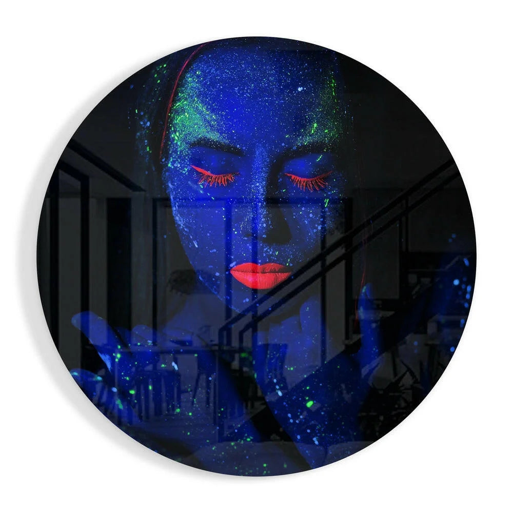 Glowing Neon Face Tempered Glass Art | Insigneart USA | vintageantiquesgifts.com
