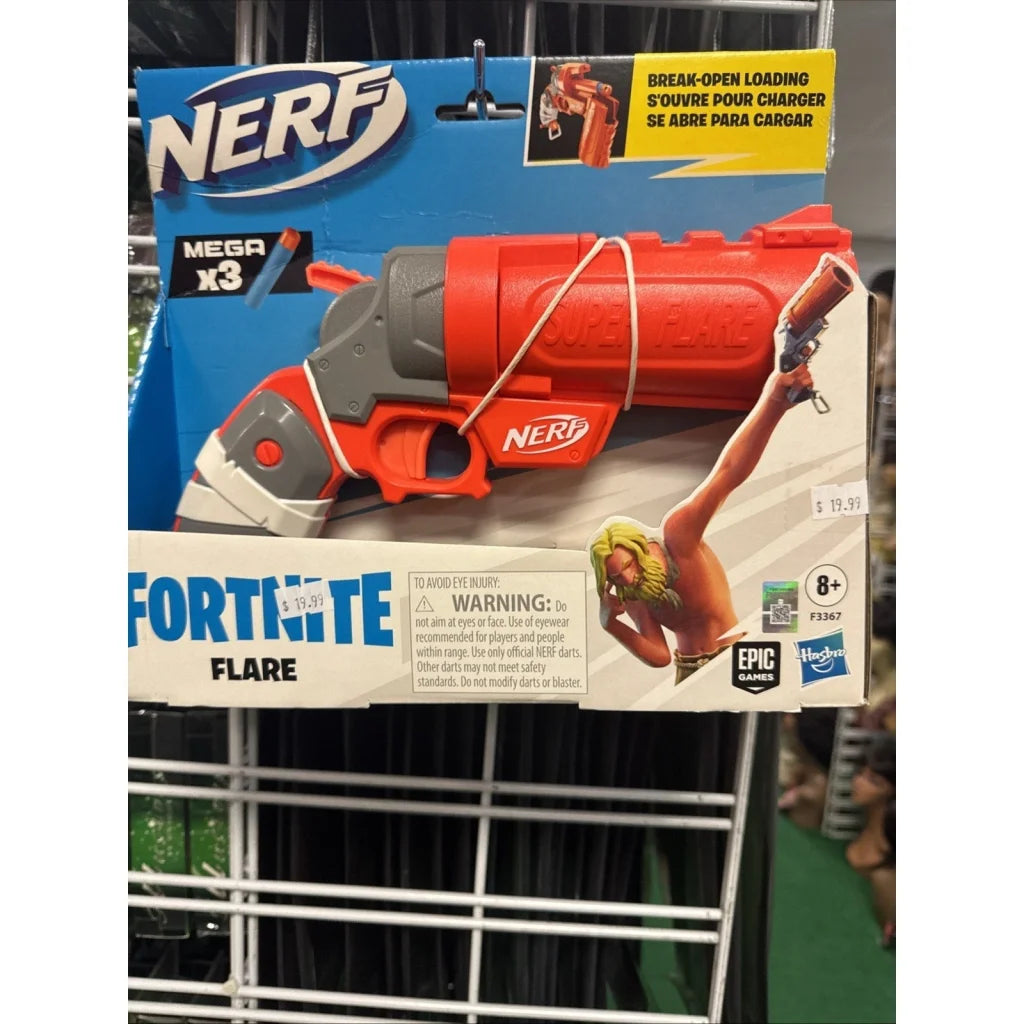 Nerf Fortnite Flare Mega X3 blaster red gray break-open loading NIP